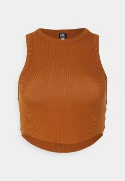 BDG Urban Outfitters HIGH NECK TANK WITH RAW CURVED HEM - Top - Choc -BDG Urban Outfitters shop 0a778a7b8ac64d34aabcea304768d347