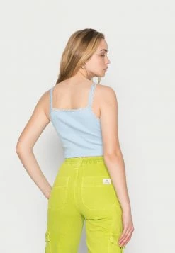 BDG Urban Outfitters SQUARE NECK POINTELLE VEST WITH TRIM - Top - Baby Blue -BDG Urban Outfitters shop 0cff78b423224a29b7dba59a4d1ce755