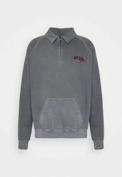 BDG Urban Outfitters HALF ZIP RUGBY UNISEX - Sweatshirt - Washed Black -BDG Urban Outfitters shop 0f75fbd3a7b94088bb9471e6cd70951e