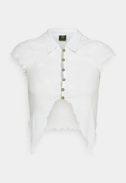 BDG Urban Outfitters BUTTON UP SPLIT HEM SHIRT - Shirt - White -BDG Urban Outfitters shop 1c04f0d6d6a14f9aa43b7bf189fb0240