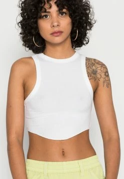 BDG Urban Outfitters HIGH NECK TANK WITH RAW CURVED HEM - Top - White -BDG Urban Outfitters shop 2b2b09cd88264b8382c05b31c0d87929