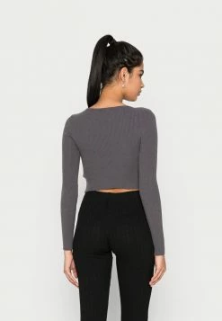 BDG Urban Outfitters KENDRA TWIST - Long Sleeved Top - Charcoal -BDG Urban Outfitters shop 2c794fdd3cec4faa9bf443a78c240957