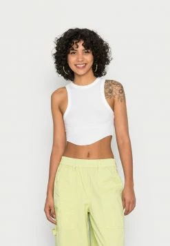 BDG Urban Outfitters HIGH NECK TANK WITH RAW CURVED HEM - Top - White