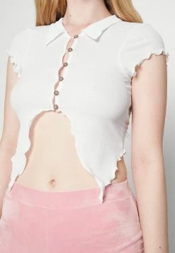 BDG Urban Outfitters BUTTON UP SPLIT HEM SHIRT - Shirt - White -BDG Urban Outfitters shop 4f90900b2dd34bc18d738d8117b0f846