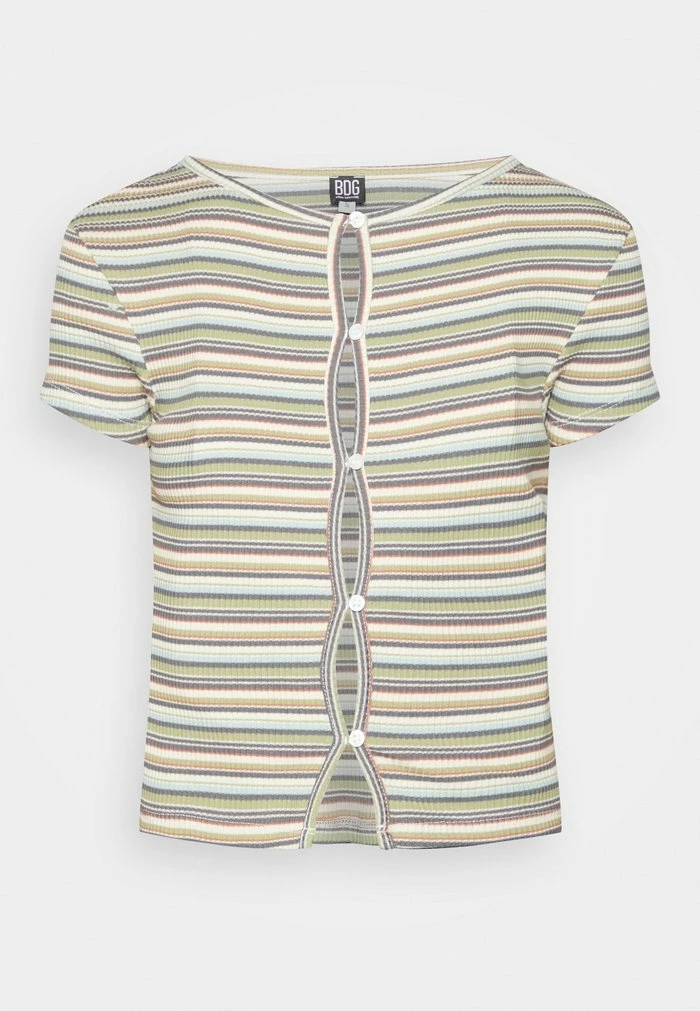 BUTTON UP CAP SLEEVE - Print T-shirt - green BDG Urban Outfitters BUTTON UP CAP SLEEVE - Print T-shirt - Green -BDG Urban Outfitters shop 59b413855eed417780bfbade562785a3