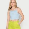 BDG Urban Outfitters SQUARE NECK POINTELLE VEST WITH TRIM - Top - Baby Blue