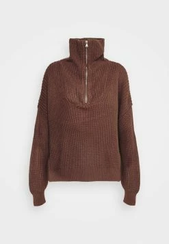 BDG Urban Outfitters HALFZIP CROP JUMPER - Jumper - Brown -BDG Urban Outfitters shop 5edb0f01bd1d417c8d7c9028e6982f2c