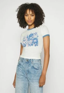BDG Urban Outfitters KEEP GROWING BABY TEE - Print T-shirt - Ecru
