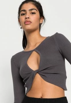 BDG Urban Outfitters KENDRA TWIST - Long Sleeved Top - Charcoal -BDG Urban Outfitters shop 7f78f34587304c31b9e8294d2570f602