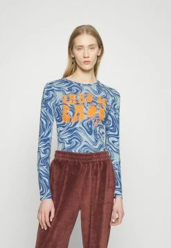 BDG Urban Outfitters SWIRL MARBLE BABY TEE - Long Sleeved Top - Blue