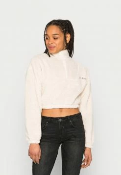 BDG Urban Outfitters HALF ZIP CROP - Fleece Jumper - Camel