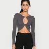 BDG Urban Outfitters KENDRA TWIST - Long Sleeved Top - Charcoal -BDG Urban Outfitters shop 9138a5c6428e4180946de71b760aa969