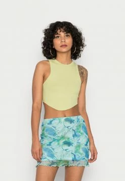BDG Urban Outfitters HIGH NECK TANK WITH RAW CURVED HEM - Top - Green