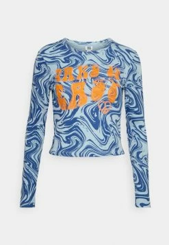 BDG Urban Outfitters SWIRL MARBLE BABY TEE - Long Sleeved Top - Blue -BDG Urban Outfitters shop a799c9aed26b495fb0df38e2d2dc3a13