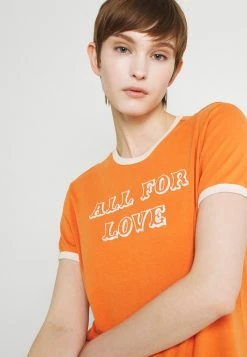 BDG Urban Outfitters ALL FOR LOVE RINGER TEE - Print T-shirt - Orange -BDG Urban Outfitters shop b1baa6c10f9f4e019eacf449234f2d1d
