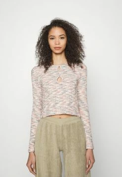 BDG Urban Outfitters CUTOUT SPACEDYE - Jumper - Orange/white -BDG Urban Outfitters shop b264ec15a4044319bf28c5644b8d0251
