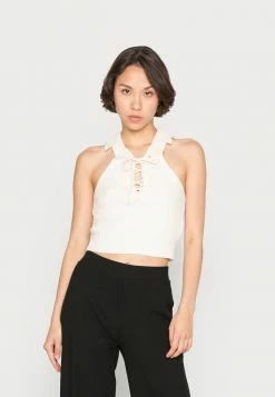 BDG Urban Outfitters LATTICE COLLAR TANK - Top - Ecru