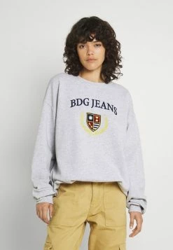 BDG Urban Outfitters LARGE CREST EMBROIDERED CREWNECK - Sweatshirt - Grey Marl