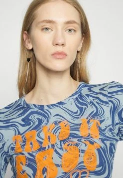 BDG Urban Outfitters SWIRL MARBLE BABY TEE - Long Sleeved Top - Blue -BDG Urban Outfitters shop bf4b7ba51ee94e0e8c17ed4bc903b4bf