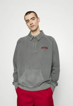 BDG Urban Outfitters HALF ZIP RUGBY UNISEX - Sweatshirt - Washed Black