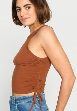 BDG Urban Outfitters BDG RUCHED TIE SIDE TANK - Top - Dark Orange -BDG Urban Outfitters shop ddcc0bc3ad364ac19897d19c232aa097