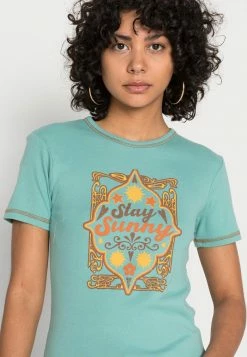 BDG Urban Outfitters BDG STAY SUNNY BABY TEE - Print T-shirt - Turquoise -BDG Urban Outfitters shop e261efa94ff9477cb7256ae109e0a7a2