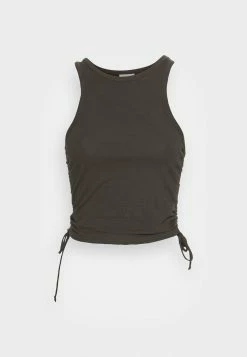 BDG Urban Outfitters BDG RUCHED TIE SIDE TANK - Top - Charcoal -BDG Urban Outfitters shop ef1fe91232424a4a8a0945e934cb5f2c