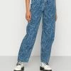 BDG Urban Outfitters LASER MARBLE - Bootcut Jeans - Blue